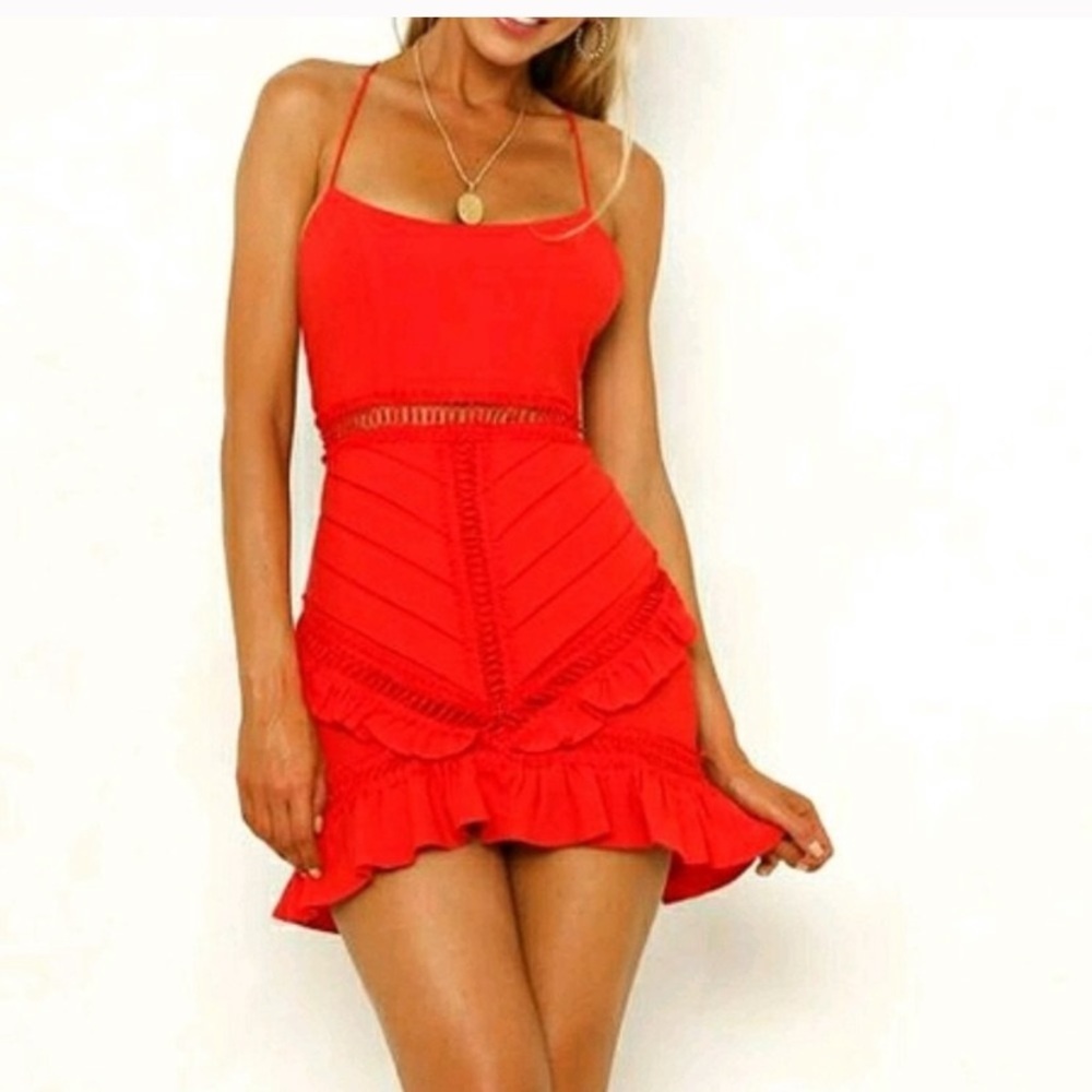 Cute sexy, red dress with cut outs